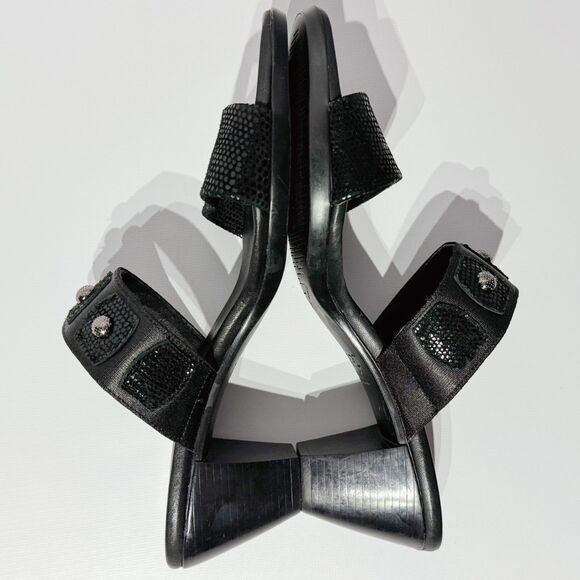 MUNRO AMERICAN Black Snakeskin Style Leather Heeled Slide Sandals Women Size 8N - Picture 10 of 14